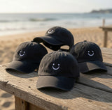 Smiley Face Hat Embroidered Happy Face Baseball Cap Custom Vintage Dad Hat Cute Minimalist Gift Personalized Beach Trip Caps
