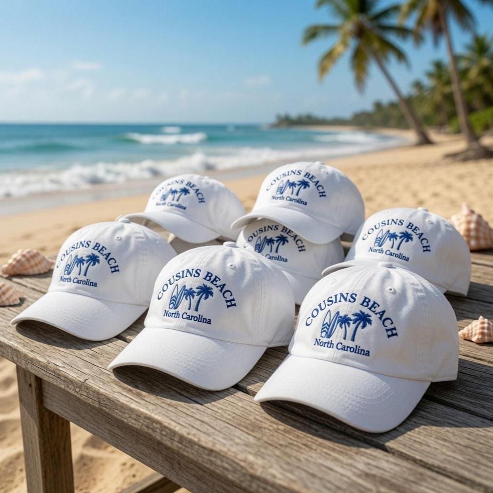 Custom Cousins Beach Hat Embroidered North Carolina Baseball Cap Custom Fan Gift Personalized Beach Trip Hats Cousins Matching Cap