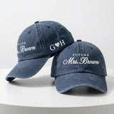 Personalized Future Mrs Embroidered Cotton Cap, Custom Bride Baseball Hat