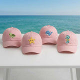 Custom Ocean Animal Embroidered Cap, Kawaii Sea Creature Hat, Cute Turtle Starfish Whale Seahorse Cap, Summer Beachy Dad Hat, Gift For Her