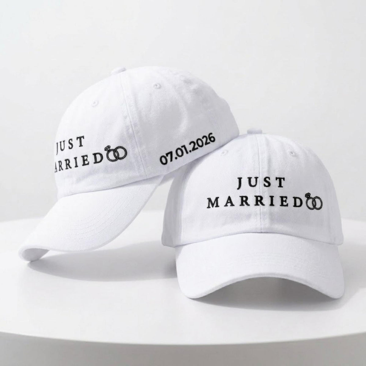 Just Married Embroidered Hat, Vintage Washed Cotton Baseball Cap, Honeymoon Gift
