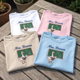 Custom Duck Teacher Shirt, Embroidered Blackboard Back to School Personalized Tee