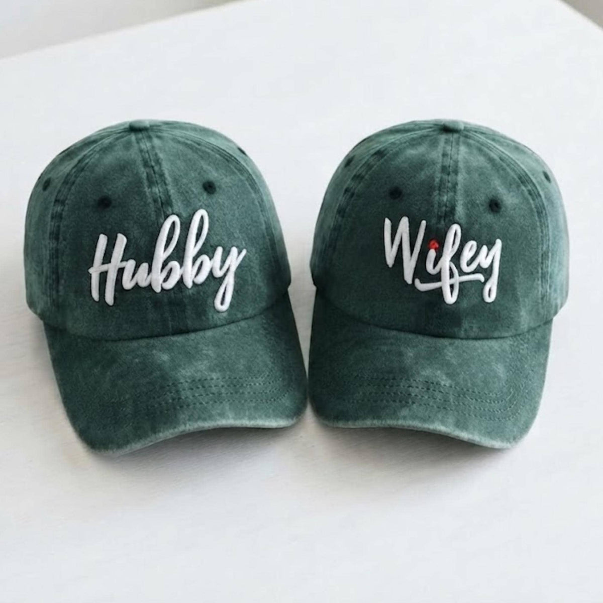 Matching Husband and Wife Embroidered Hats, Personalized Wedding Couple Baseball Caps