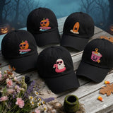 Summer Ghost and Pumpkin Embroidered Hat, Cute Spooky Beach Baseball Cap