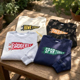 Custom Pennant Embroidered Sweatshirt, Personalized College Vintage Sports Crewneck