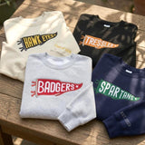 Custom Pennant Embroidered Sweatshirt, Personalized College Vintage Sports Crewneck