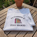 Custom Book Lover Shirt, Fully Booked Embroidered Funny Bookworm Sleeve Name Tee
