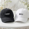 Matching Bride Groom Embroidered Hats, Custom Wedding Couple Washed Cotton Baseball Caps
