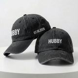 Matching Bride Groom Embroidered Hats, Custom Wedding Couple Washed Cotton Baseball Caps