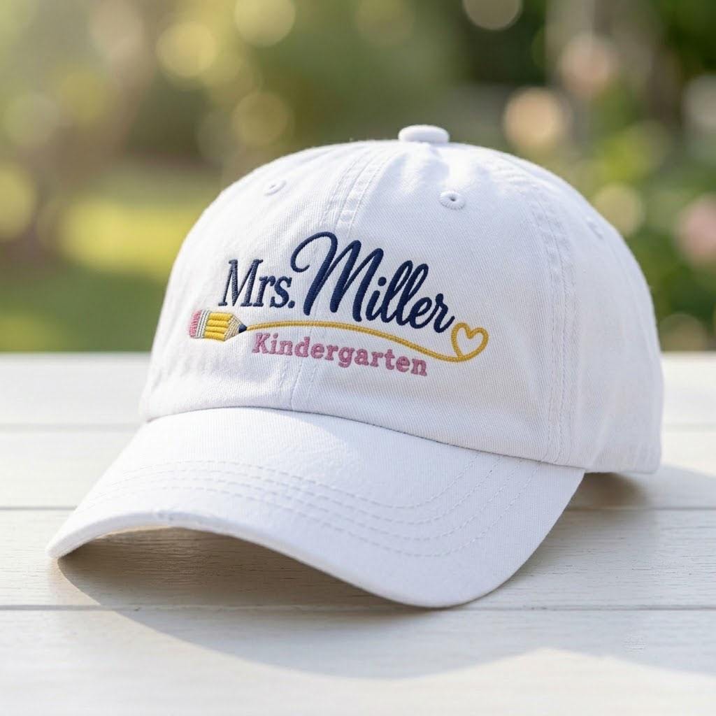 Custom Teacher Hat, Personalized Kindergarten Cap, Embroidered Name Hat, Back to School Teacher , Cute Teacher Cap, Custom School Staff Hat