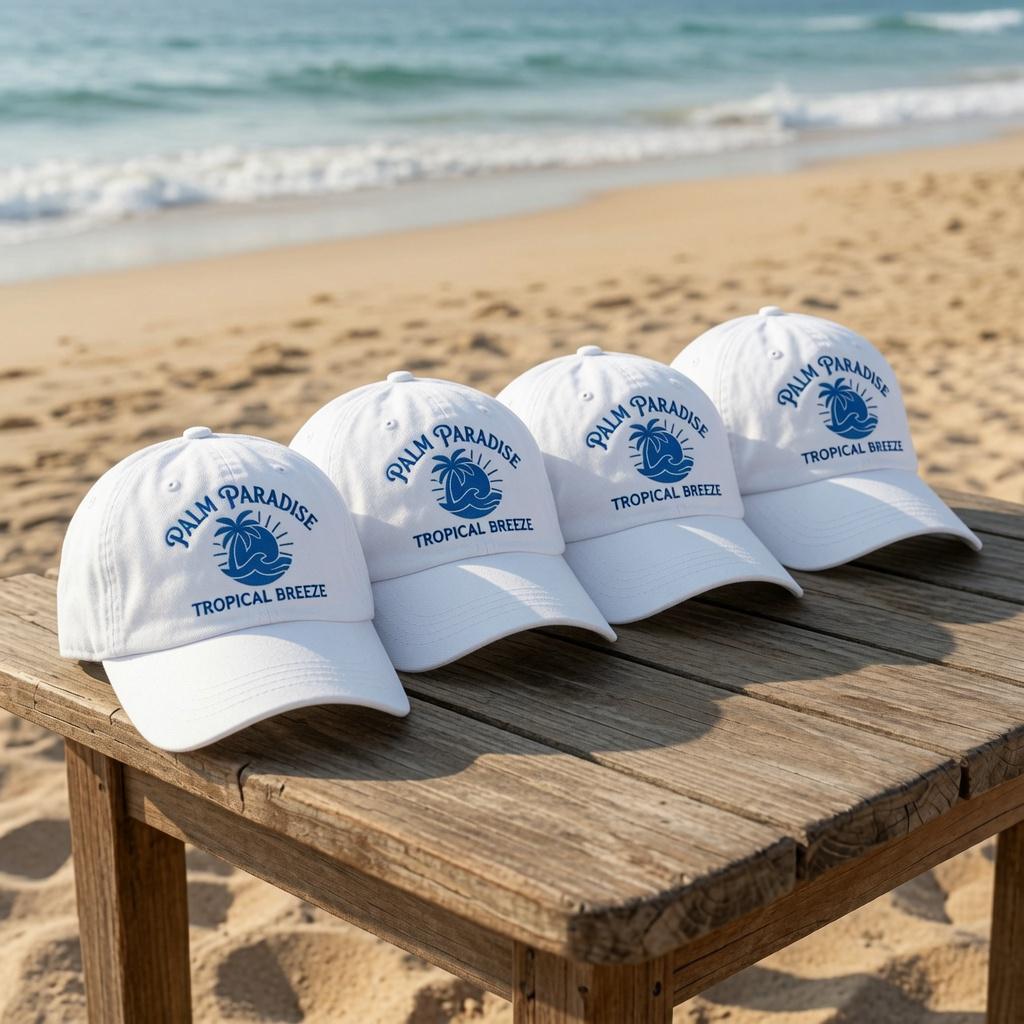 Palm Paradise Hat Embroidered Tropical Breeze Baseball Cap Custom Beach Vacation Hats Personalized Summer Getaway Group Caps