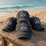 Custom Embroidered Coconut Cap Pink Hibiscus Beach Hat Personalized Tropical Gifts Summer Cruise Family Matching Hats Coastal Cap