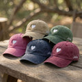 Heart Hat With Side Name Custom Embroidered Heart Baseball Cap Personalized Valentine Gift Vintage Washed Cotton Cute Dad Cap