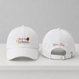 Back to School Embroidered Hat, Custom Teacher Name Baseball Cap, Apple Design Gift