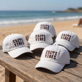 Salty Vibes Hat Embroidered Coastal Baseball Cap Custom Beach Vacation Hats Personalized Summer Getaway Matching Group Caps