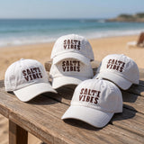Salty Vibes Hat Embroidered Coastal Baseball Cap Custom Beach Vacation Hats Personalized Summer Getaway Matching Group Caps
