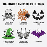 Custom Icon Halloween Embroidered Hat - Spooky Witch & Skull Dad Cap