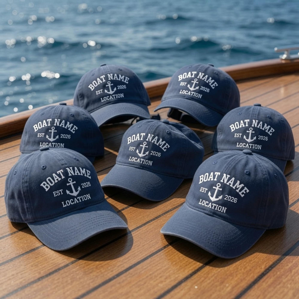 Custom Boat Group Embroidered Hat - Personalized Yacht Club Nautical Cap