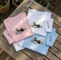 Custom Black Cat Embroidered Shirt, Floral Book Lover Personalized EST 2026 Tee