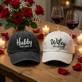 Matching Husband Wife Embroidered Hats, Custom Couple Cotton Baseball Caps, Wedding Gift