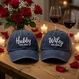 Matching Husband Wife Embroidered Hats, Custom Couple Cotton Baseball Caps, Wedding Gift