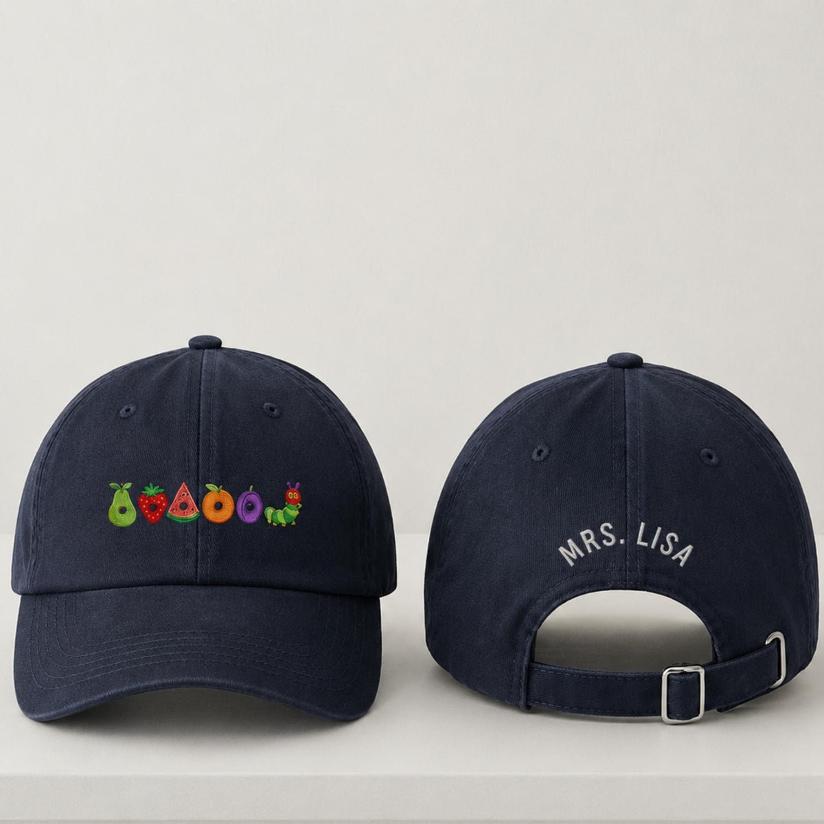 Personalized Caterpillar Teacher Hat, Custom Name Embroidered Baseball Cap, School Gift