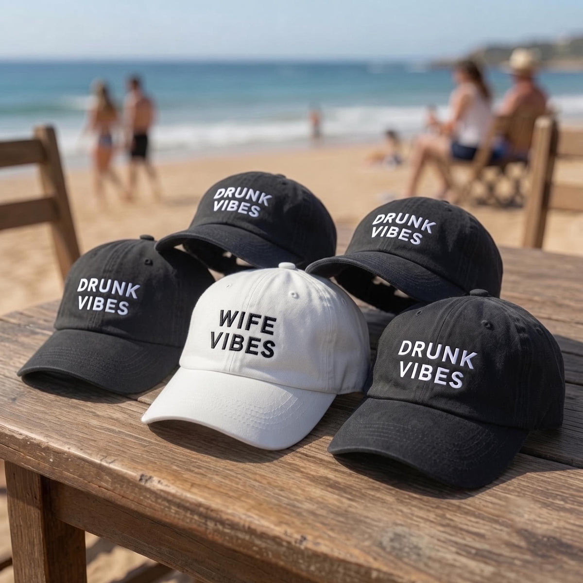 Custom Bachelorette Hats | Wife Vibes Drunk Vibes Beach Cap | Personalized Bride Squad Dad Hat | Custom Embroidered Baseball Cap