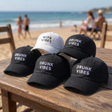 Custom Bachelorette Hats | Wife Vibes Drunk Vibes Beach Cap | Personalized Bride Squad Dad Hat | Custom Embroidered Baseball Cap