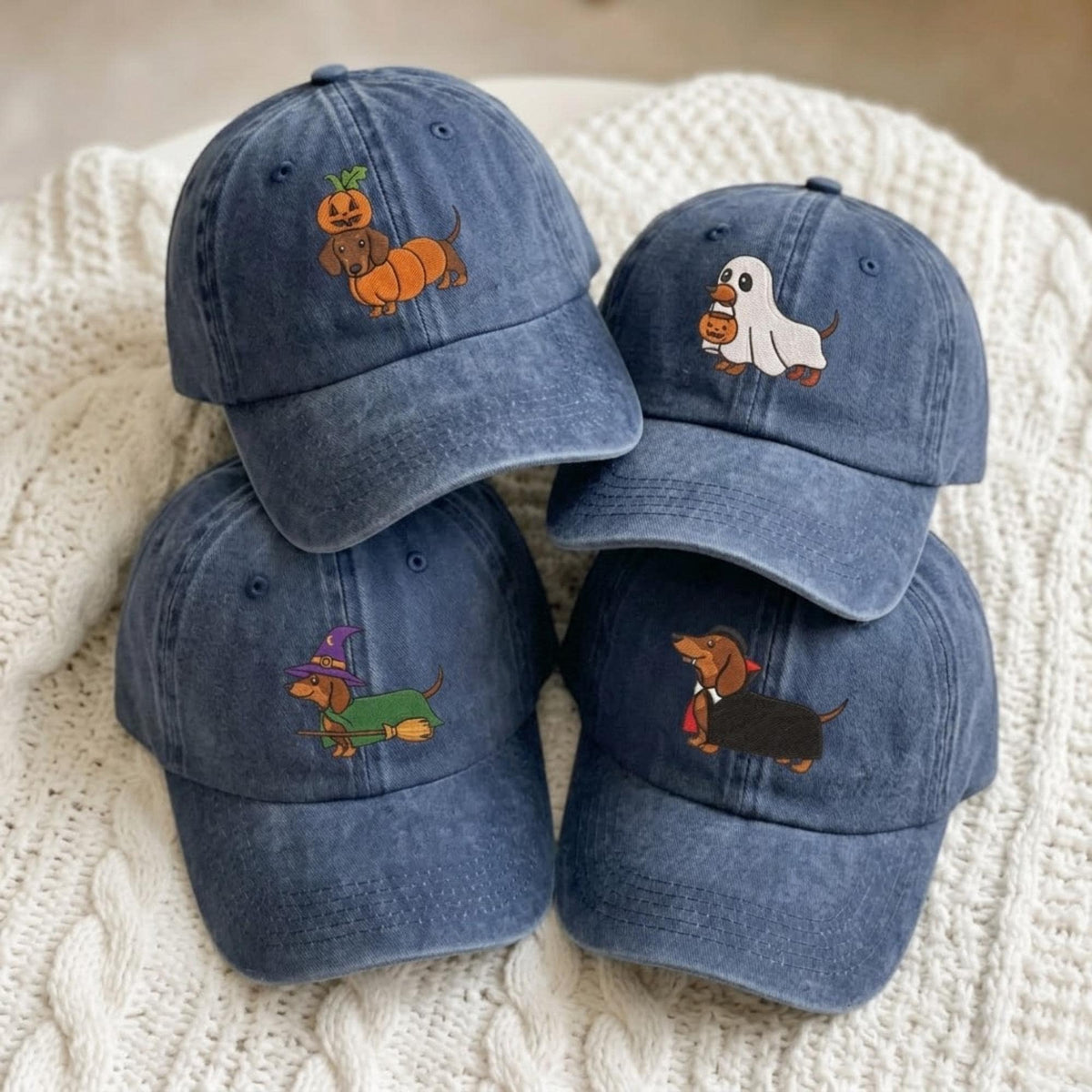 Personalized Dachshund Halloween Hat, Custom Wiener Dog Embroidered Baseball Cap, Pet Lover Gift