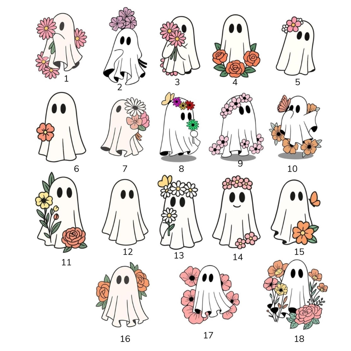 Floral Ghost Embroidered Halloween Hat, Cute Spooky Cotton Baseball Cap, Autumn Gift