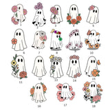 Floral Ghost Embroidered Halloween Hat, Cute Spooky Cotton Baseball Cap, Autumn Gift