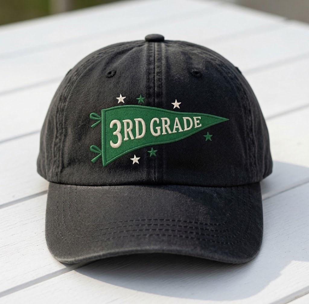 Custom Grade Level Hat, Personalized Teacher Pennant Cap, Back to School Teacher Gift, Custom School Spirit Hat, Elementary Teacher Cap