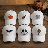 Custom Halloween Ghost Pumpkin Embroidered Hat, Personalized Fall Baseball Cap, Matching Family Gift