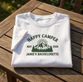 Custom Camp Bachelorette Shirt, Embroidered Happy Camper Mountain Bridal Party Tee
