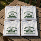 Custom Camp Bachelorette Shirt, Embroidered Happy Camper Mountain Bridal Party Tee