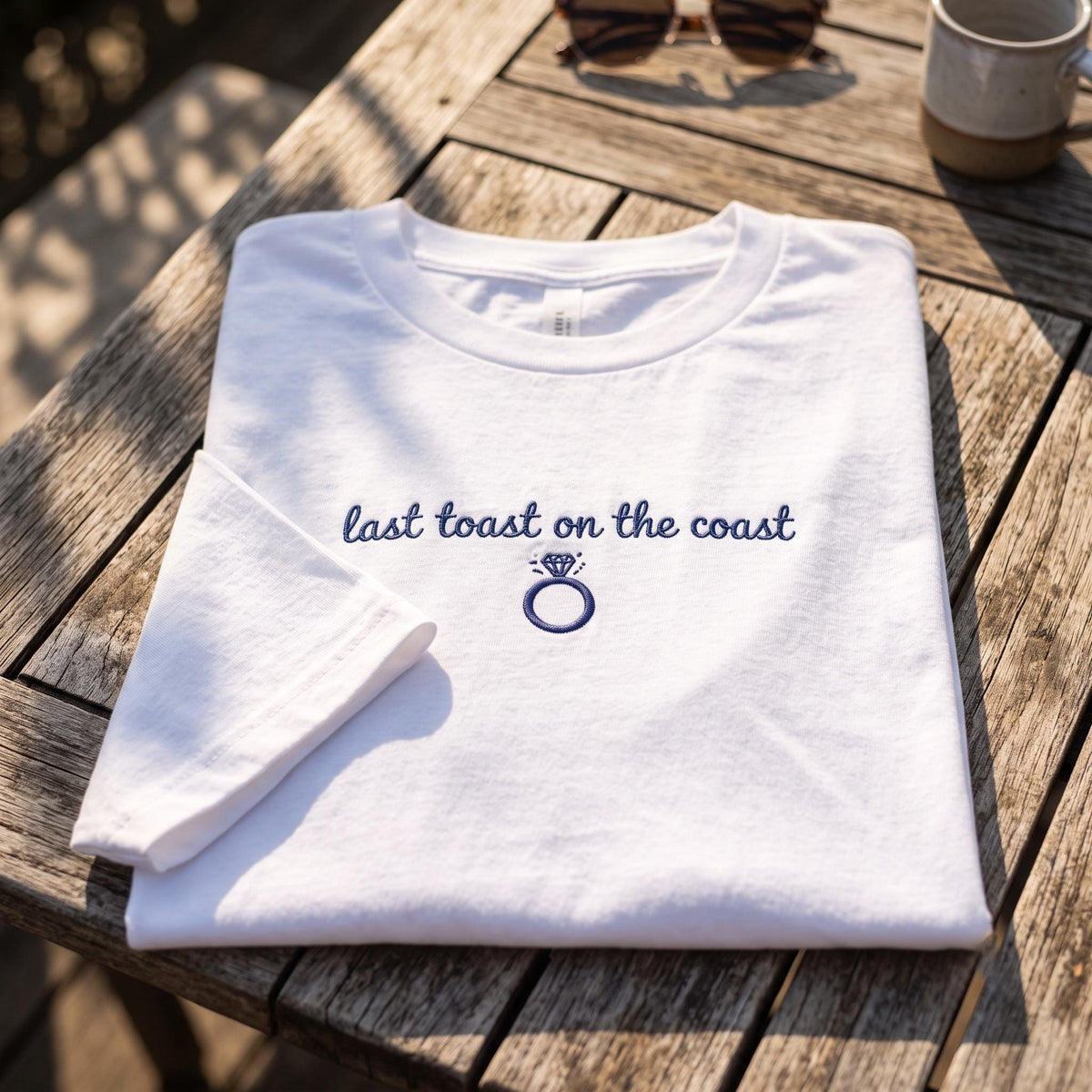 Custom Last Toast On The Coast Shirt, Embroidered Bachelorette Bride Crew Tee
