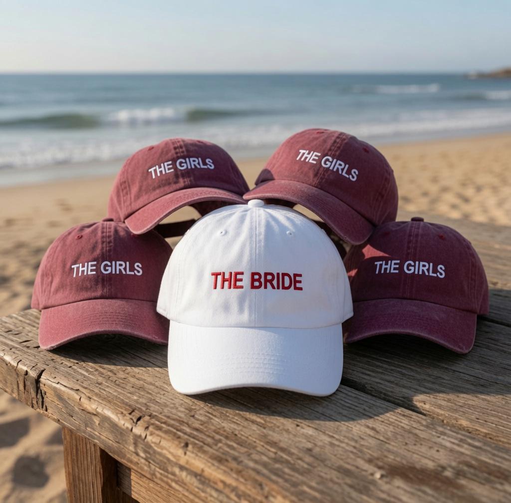 The Bride The Girls Hats Minimalist Bachelorette Party Caps Custom Bridesmaid Baseball Hat Matching Beach Group Favors Bride To Be Gift