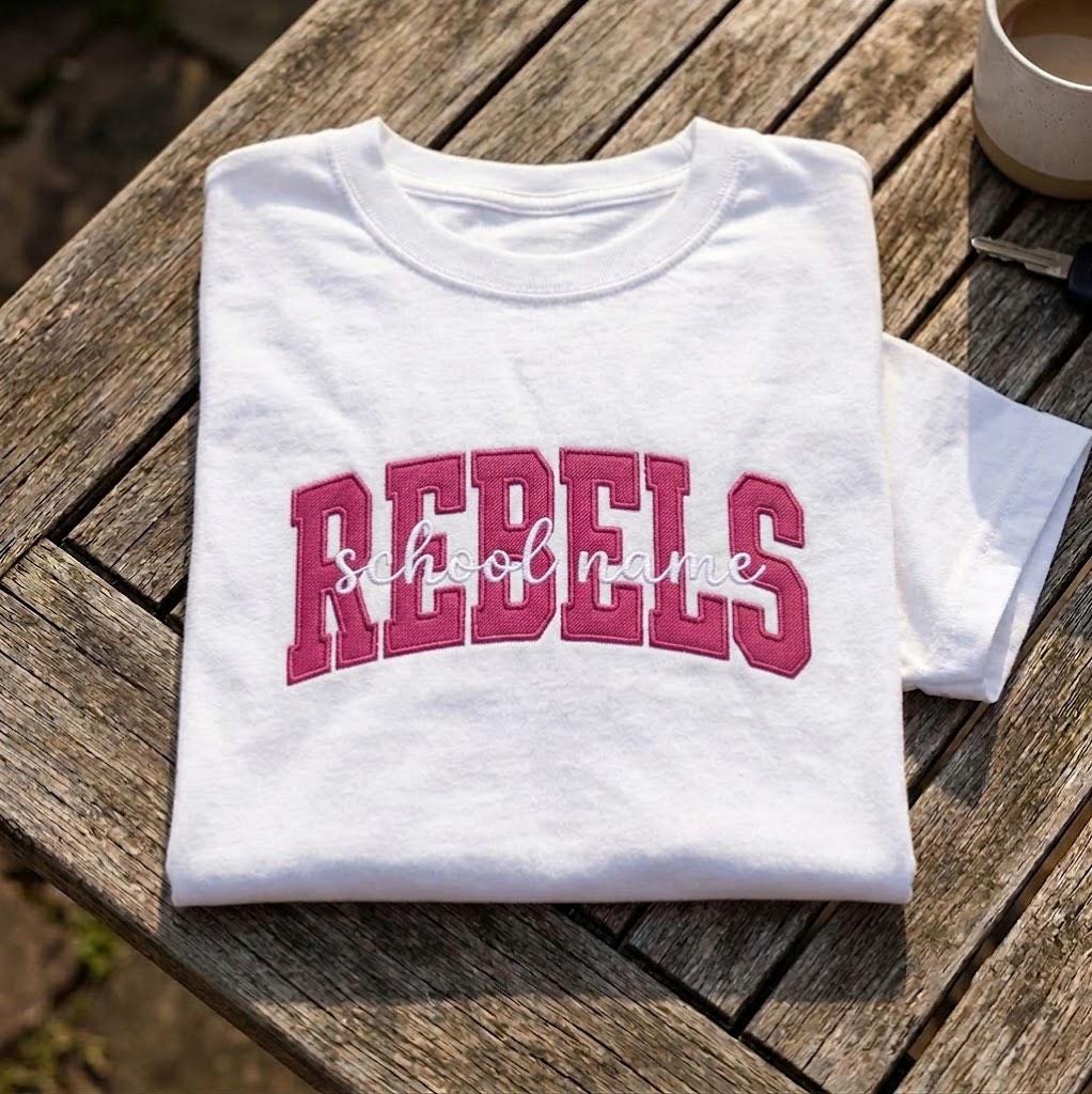 Custom School Mascot Shirt, Personalized Varsity Letter Team Name Spirit Tee