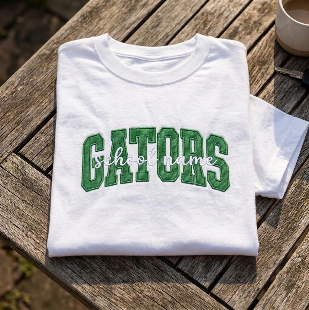 Custom School Mascot Shirt, Personalized Varsity Letter Team Name Spirit Tee
