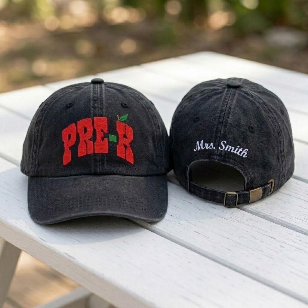 Custom Teacher Hat, Personalized Grade Level Cap, Embroidered Name Hat, Back to School Teacher Gift, Cute Kindergarten Cap, Custom Staff Hat