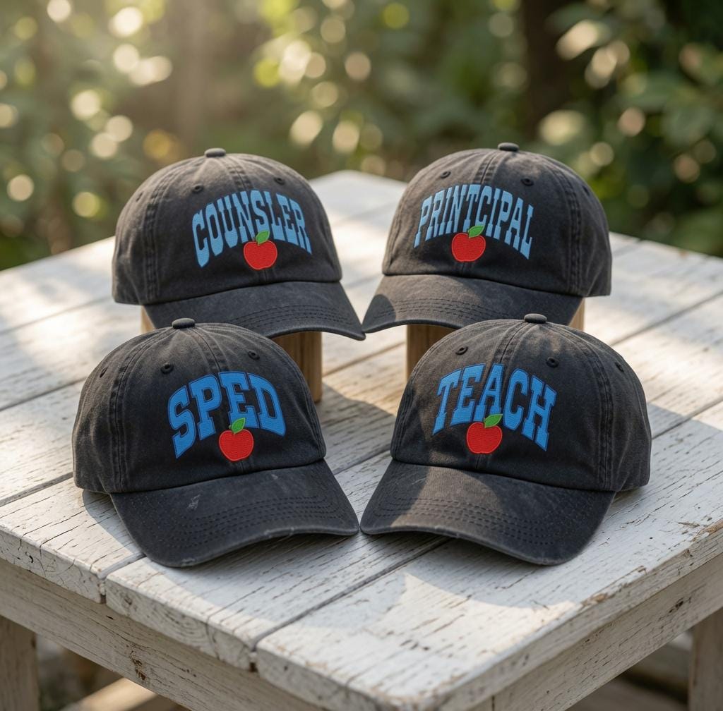 Custom Teacher Hat, Personalized Apple Staff Cap, School Staff Gift, Teacher Cap, Counselor Gift,Back to School Teacher,Teacher Appreciation