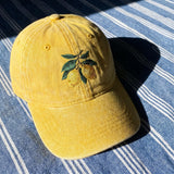 Lemon Embroidered Hat, Italian Summer Washed Cotton Baseball Cap, Coastal Vacation Gift