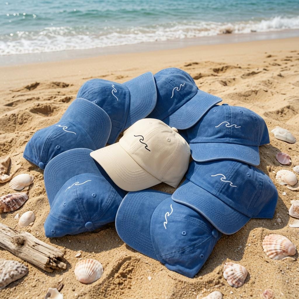 Custom Ocean Wave Hat Personalized Beach Baseball Cap Custom Embroidered Dad Hat Ocean Aesthetic Cap Beach Trip Gifts Bridesmaid Hats