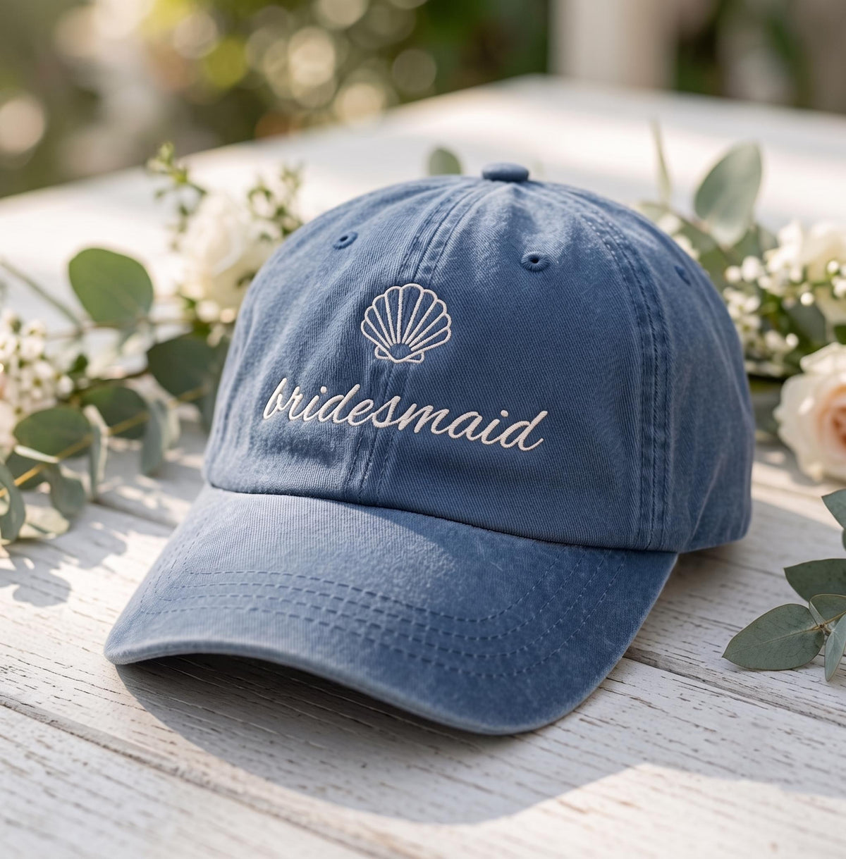 Custom Beach Bachelorette Hats Bride Bridesmaid Caps Personalized Wedding Dad Hat Coastal Bridal Party Gifts Seashell Embroidered Cap
