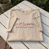 Custom Santa Barbara CA Shirt, Embroidered Beach Icons California Vacation Tee