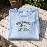 Custom Camp Pinewood Shirt, Embroidered Mountain Tree Camping Vacation 2026 Tee