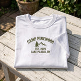 Custom Camp Pinewood Shirt, Embroidered Mountain Tree Camping Vacation 2026 Tee