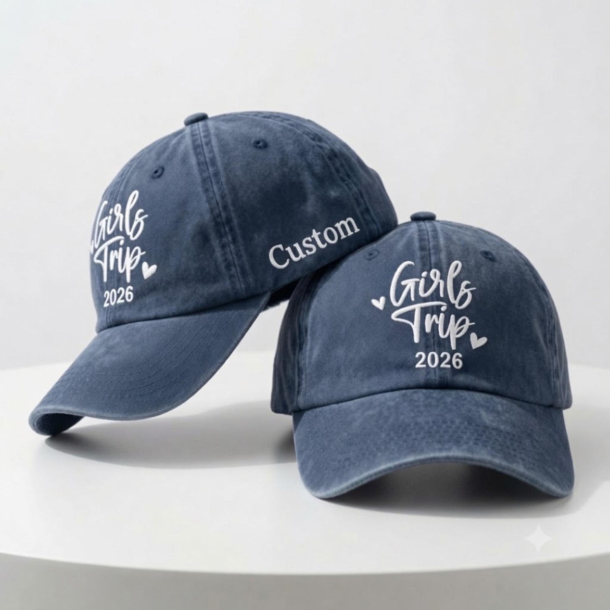 Custom Girls Trip 2026 Embroidered Washed Cotton Baseball Cap
