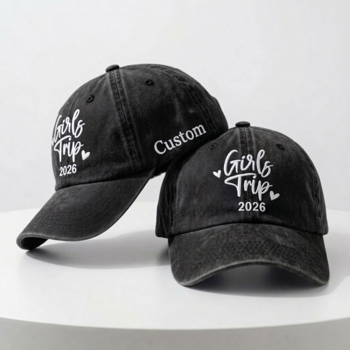 Custom Girls Trip 2026 Embroidered Washed Cotton Baseball Cap