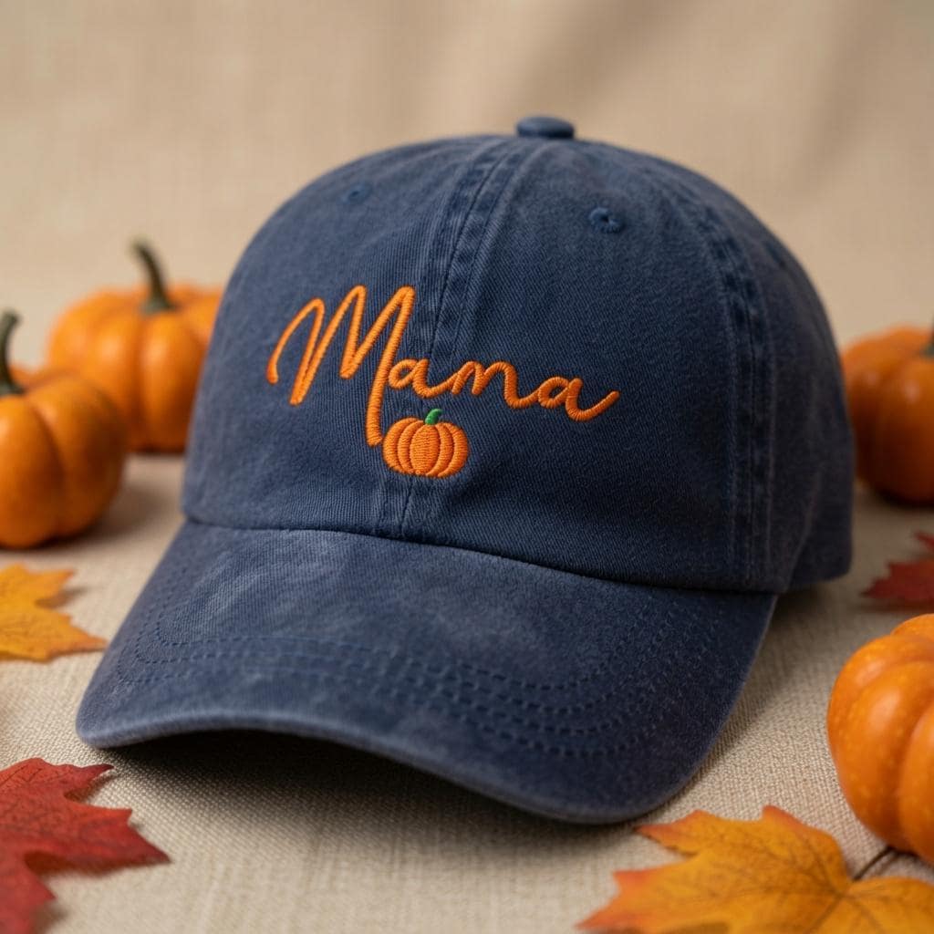 Custom Mama Grandma Pumpkin Embroidered Cap, Pumpkin Hat, Halloween Family Hat, Fall Embroidered Cap, Halloween Gift, Embroidery Hat